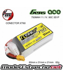 BATERIA GENS ACE R-LINE 750MAH 11.1V. 95C 3S1P CONECTOR XT60 TA-RL-95C-750-3S1P