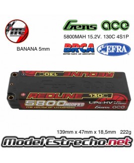 BATERIA LIPO GENS ACE REDLINE 5800MAH 2S2P 7.6 v. 130C Ref: 5800-2S2P