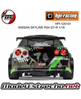 HPI MICRO RS4 DRIFT FAIL CREW NISSAN SKYLINE R34 GT-R 1/18  HPI-120101