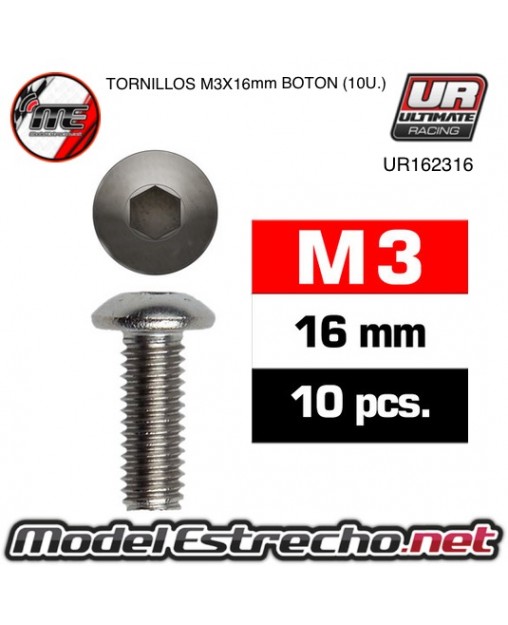 TORNILLOS SIG M3x16mm BOTON (10U.) 

Ref: UR162316