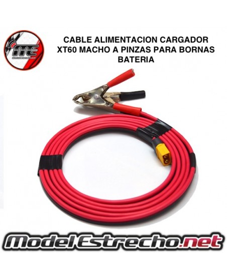 CABLE DE ALIMENTACION CARGADOR XT60 A PINZAS PARA BORNAS BATERIA