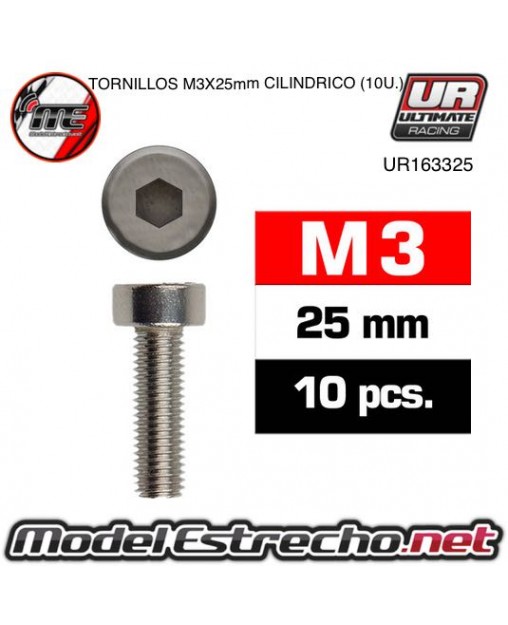 TORNILLOS M3x25mm  (10U.) 

Ref: UR163325