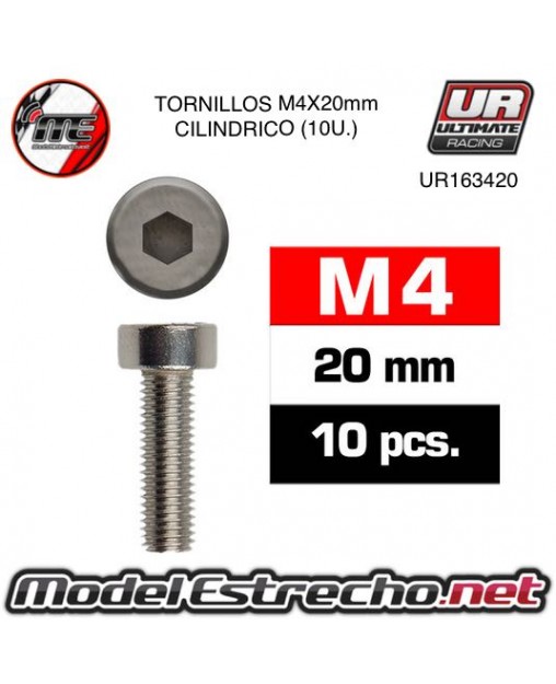 TORNILLOS M4x20mm CILINDRICO (10U.) 

Ref: UR163420