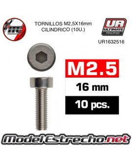 TORNILLOS M2.5x16mm CILINDRICO (10U.) 

Ref: UR1632516