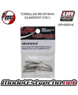 TORNILLOS M2.5x16mm CILINDRICO (10U.) 

Ref: UR1632516