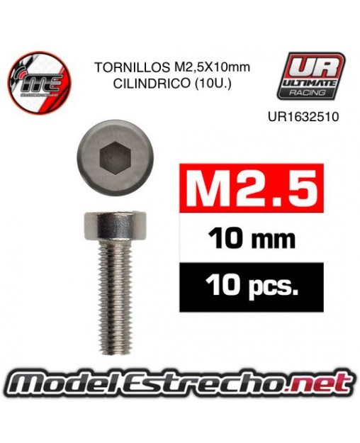 TORNILLOS M2.5x10mm CILINDRICO (10U.)