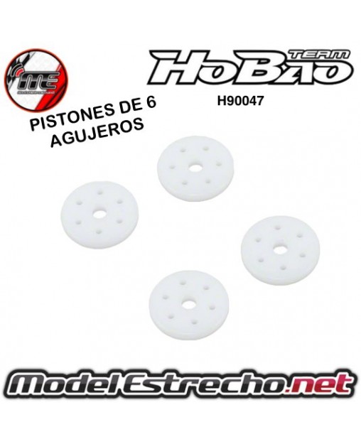 PISTONES 6 AGUJEROS AMORTIGUADOR HOBAO VS NITRO Y ECO

Ref: H90047