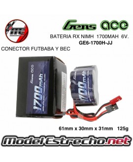 BATERIA GENS ACE RX NIMH 6.0v. 1700 MAH 125gr. CONECTOR FUTABA & JST PIRAMIDE

Ref: GE6-1700H-JJ