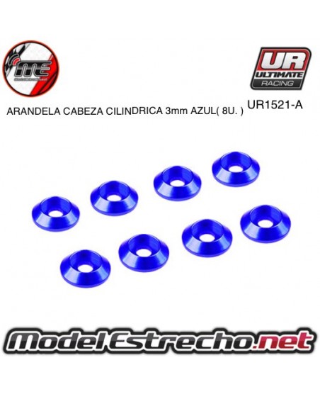 ULTIMATE ARANDELAS CABEZA CILINDRICA ALUMINIO AZUL 3mm (8u.)