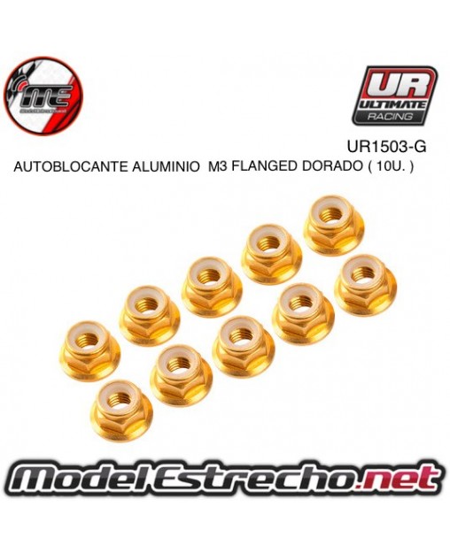 TUERCAS AUTOBLOCANTE ALUMINIO M3 FLANGED AZUL (10U.)