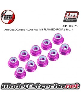 TUERCAS AUTOBLOCANTE ALUMINIO M3 FLANGED AZUL (10U.)