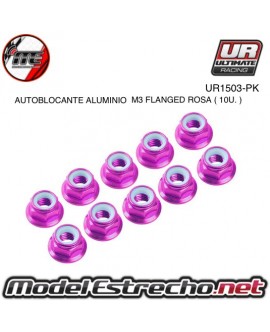 TUERCAS AUTOBLOCANTE ALUMINIO M3 FLANGED AZUL (10U.)