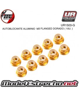 TUERCAS AUTOBLOCANTE ALUMINIO M3 FLANGED AZUL (10U.)