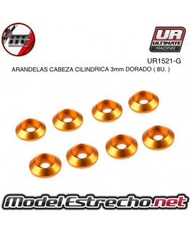 ULTIMATE ARANDELAS CABEZA CILINDRICA ALUMINIO DORADO 3mm (8u.)

Ref: UR1521-G
