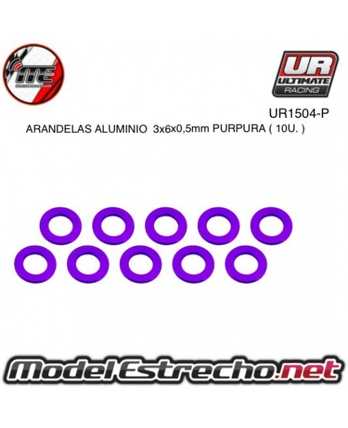 ARANDELAS ALUMINIO 3x6x05 mm PURPURA  (10u.)

Ref: UR1504-P
