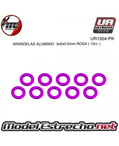 ARANDELAS ALUMINIO 3x6x05 mm ROSA  (10u.)