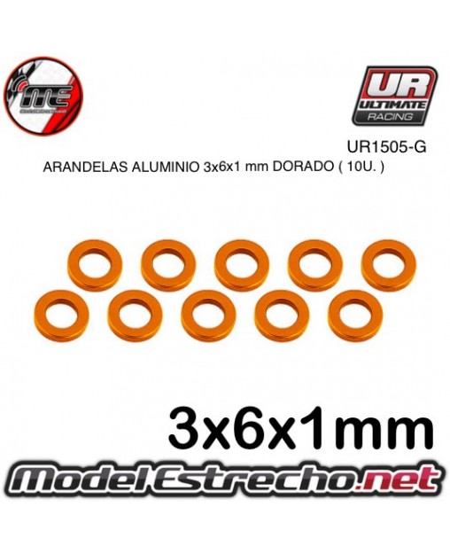 ARANDELAS ALUMINIO 3x6x1 mm DORADO  (10u.)

Ref: UR1505-G