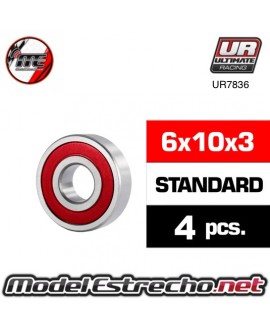 BALL BEARINGS, BLACK RUBBER SEALED (4X10X4MM) (2)