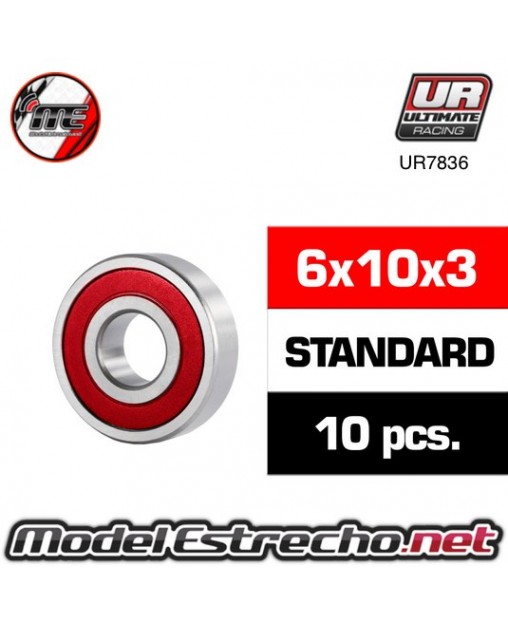 BALL BEARINGS, BLACK RUBBER SEALED (4X10X4MM) (2)