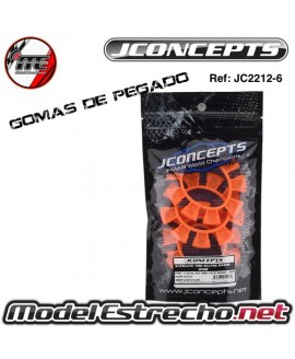 GOMA PEGADO NEUMATICOS JCONCEPTS NARANJA 1/8 y 1/10 (4U.) CON BORDES PARA TIRAR 

Ref: J2212-6