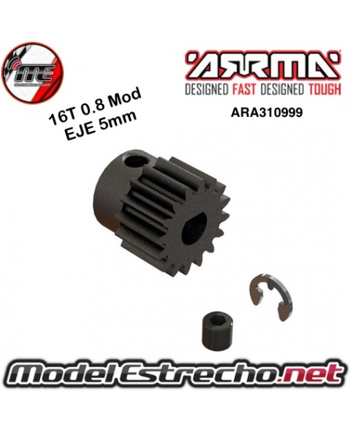 PIÑON DE 16T 0.8 Mod EJE 5mm ARRMA

Ref: ARA310999