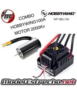HOBBYWING COMBO WP-8BL100 3-4S LIPO ESC 100A MOTOR 2000 Kv