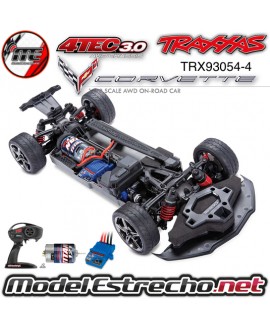 TRAXXAS CORVETTE CHEVROLET STINGRAY 1/10 SCALE AWD SUPERCAR 4-TEC 3.0 GRIS  TRX93054-4SLVR