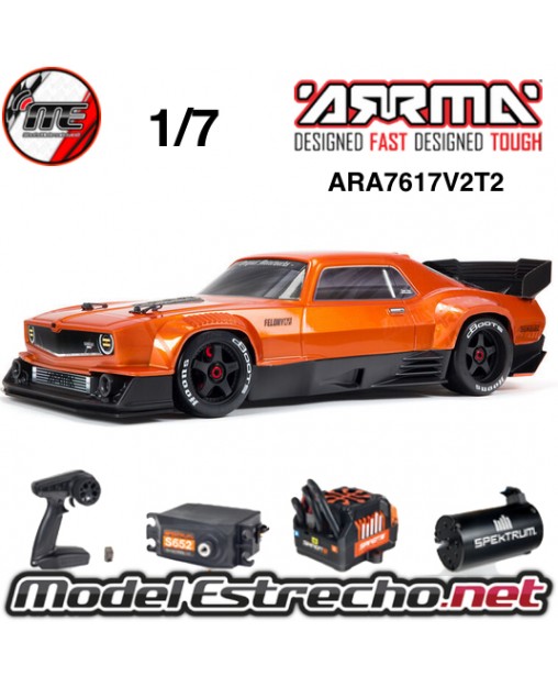 ARRAMA FELONY 1/7 6S BLX STREET BASH ALL-ROAD MUSCLE CAR RTR 4WD NARANJA