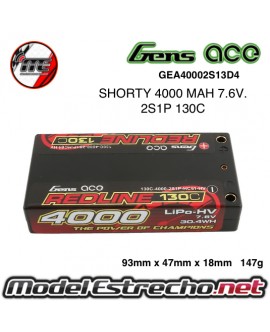 BATERIA SHORTY GENS ACE REDLINE 4000MAH 7.6V 130C 2S1P HARDCASE HV LIPO 

Ref: GEA40002S13D4