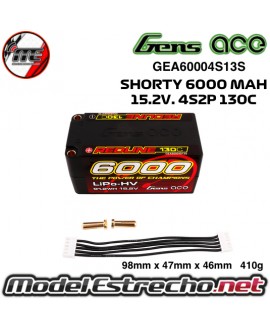 GENS ACE SHORTY 6000MAH 15.2V 130C 4S2P HV

Ref: GEA60004S13