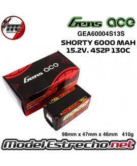 GENS ACE SHORTY 6000MAH 15.2V 130C 4S2P HV

Ref: GEA60004S13