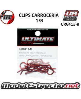 CLIPS CARROCERIA 1/8 L+R ROJOS ( 8U.)