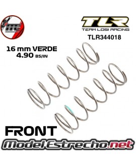 MUELLES DELANTERO 16mm EVO 4.9 VERDE TLR

Ref: TLR344018