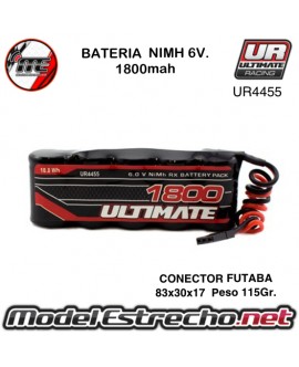 BATERIA ULTIMATE NIMH RECEPTOR PLANA 6V. 1800MAH CONEXION JR

Ref: UR4455