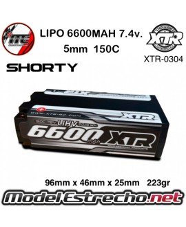 BATERIA XTR LIPO 6600mha 7,6v HV 150C 2S2P SHORTY HardCase Lipo 5mm

Ref: XTR-0304