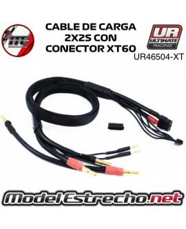 CABLE DE CARGA  2X2S DE 60CM CON CONECTOR XT60 A BANANA 4/5mm UR46504-XT