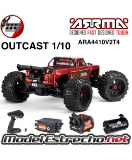 ARRMA OUTCAST 1/10 4x4 4S V2 BLX STUNT TRUCK RTR ROJO ARA4410V2T4