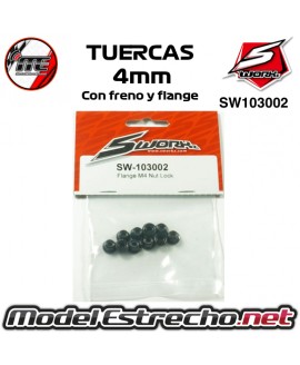 TUERCAS 4mm CON FRENO Y FLANGE SW103002