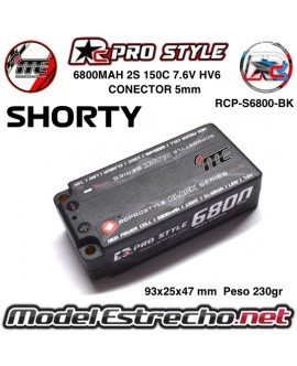 BATERIA SHORTY 6800MAH 150C 7.6v. HV6 BLACK SERIES RC PROSTYLE RCP-S6800-BK
