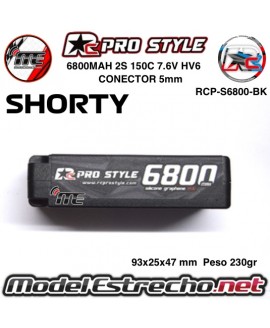 BATERIA SHORTY 6800MAH 150C 7.6v. HV6 BLACK SERIES RC PROSTYLE RCP-S6800-BK