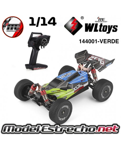COCHE ELECTRICO RTR 1/14 BUGGY 4WD 2.4 MOTOR 550 60Km/h WLTOYS VERDE