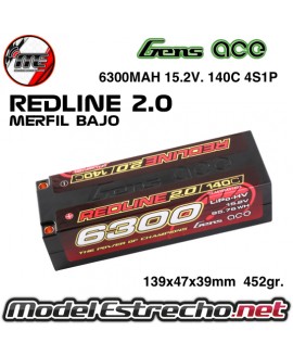 GENS ACE REDLINE SERIES 6300MAH 15.2v. 140C HV 4S1P HARDCASE GEA63004S14D5