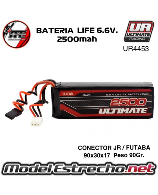 BATERIA ULTIMATE LIFE RECEPTOR PLANA 6.6V. 2500MAH CONEXION JR UR4453