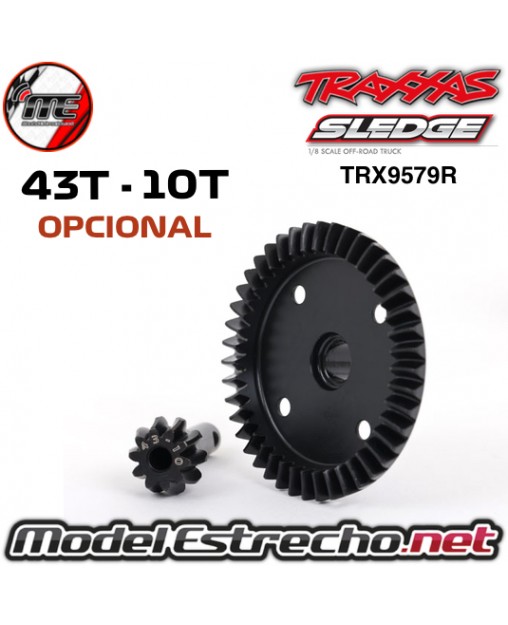 CORONA 43T PIÑON 10T OPCIONAL DELANTERO TRASERO TRAXXAS SLEDGE TRX9579R