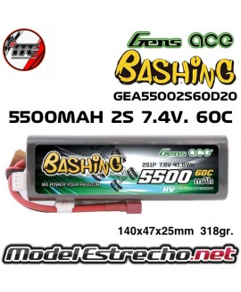 BATERIA GENS ACE BASHING 5500MAH 7.4v 2S 60C CARCASA DURA GEA55002S60D20