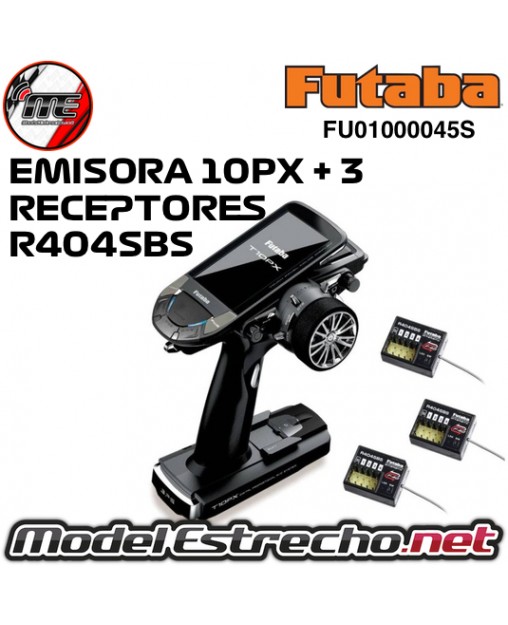 EMISORA FUTABA 10PX + 3 RECEPTORES R404SBS FU01000047S
