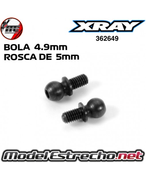 BOLA 4.9mm CON ROSCA DE 5mm (2U.) XRAY 362649