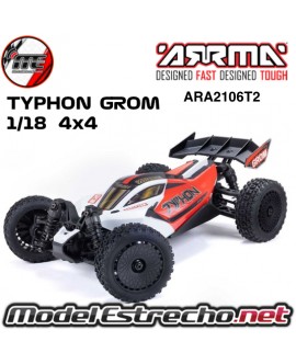 ARRMA 1/18 TYPHON GROM BRUSHED 4WD BUGGY RTR ROJO ARA2106T2