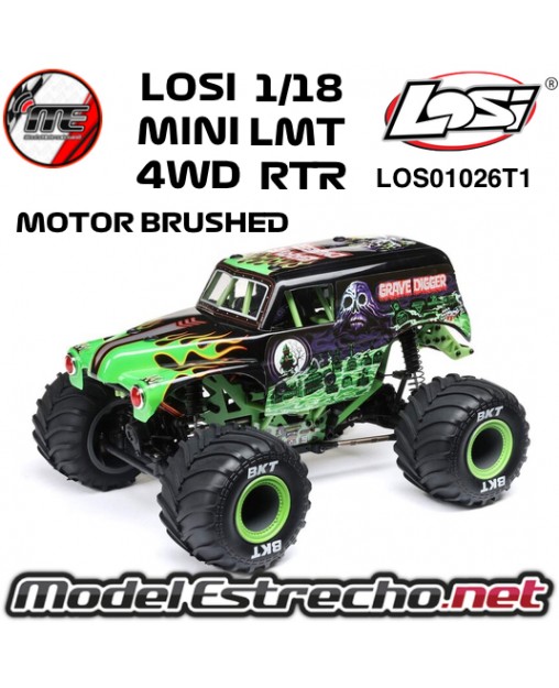 LOSI 1/18 MINI LMT 4x4 BRUSHED MONSTER TRUCK RTR GRAVE DIGGER  LOS01026T1