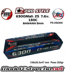 BATERIA Lipo Rc PROSTYLE 6300MAH 2S 7.6v. 130C

CONECTOR 5mm

Ref: PS-2S6300